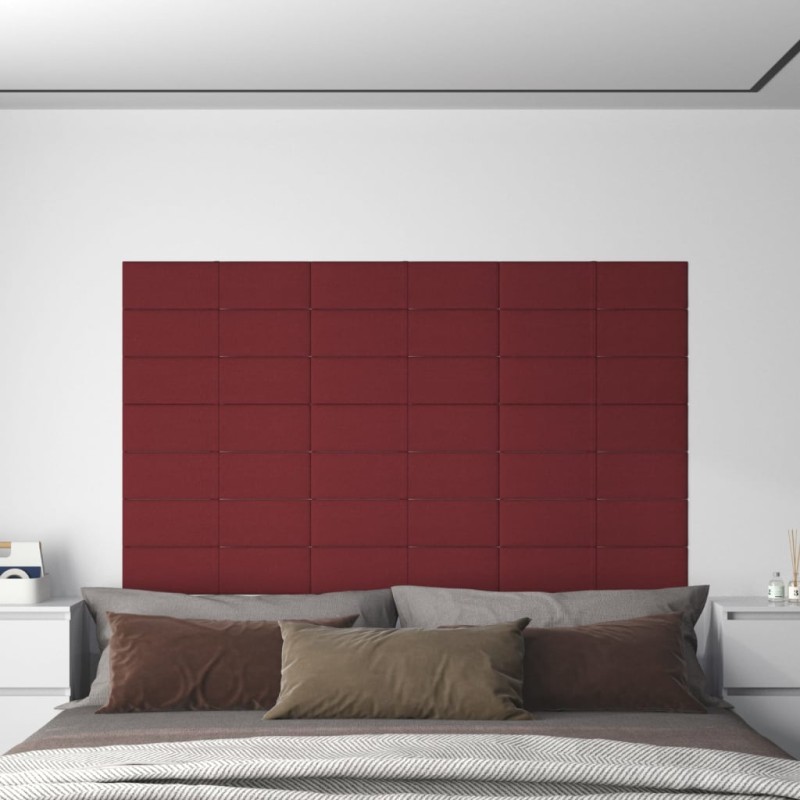 Wandpaneele 12 Stk. Weinrot 60x15 cm Stoff 1,08 m² Wandpaneele 12 Stk. Weinrot 60x15 cm Stoff 1,08 m²