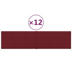 Wandpaneele 12 Stk. Weinrot 60x15 cm Stoff 1,08 m²