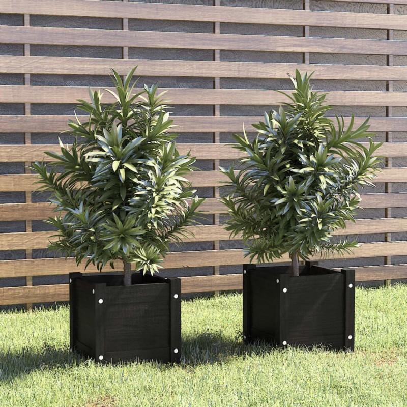 vidaXL Pflanzkübel 2 Stk. Schwarz 31x31x31 cm Massivholz Kiefer vidaXL Pflanzkübel 2 Stk. Schwarz 31x31x31 cm Massivholz Kiefer