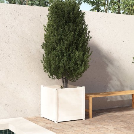 vidaXL Pflanzkübel Weiß 60x60x60 cm Massivholz Kiefer 