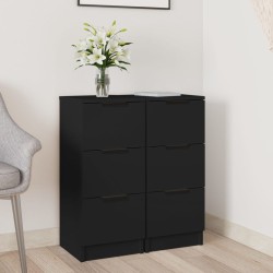 vidaXL Sideboards 2 Stk. Schwarz 30x30x70 cm Holzwerkstoff
