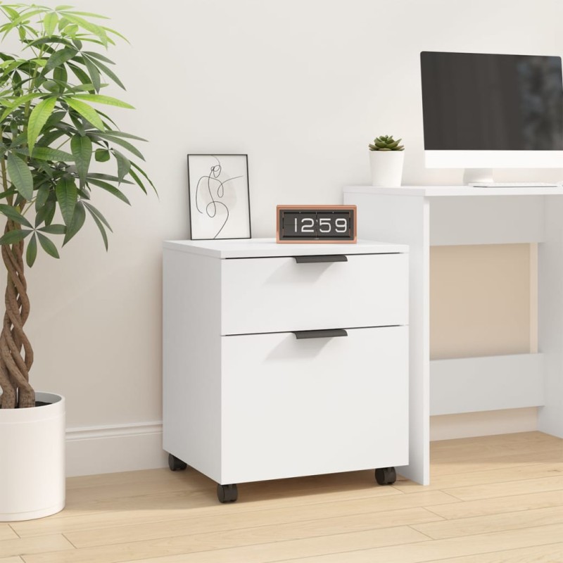 vidaXL Mobiler Aktenschrank mit Rollen Weiß 45x38x54 cm Holzwerkstoff vidaXL Mobiler Aktenschrank mit Rollen Weiß 45x38x54 cm Holzwerkstoff