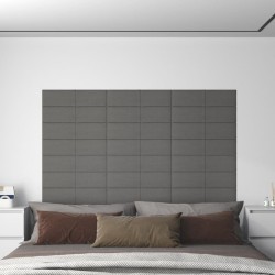 Wandpaneele 12 Stk. Hellgrau 60x15 cm Stoff 1,08 m²