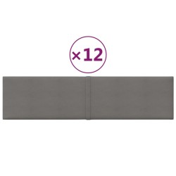 Wandpaneele 12 Stk. Hellgrau 60x15 cm Stoff 1,08 m²