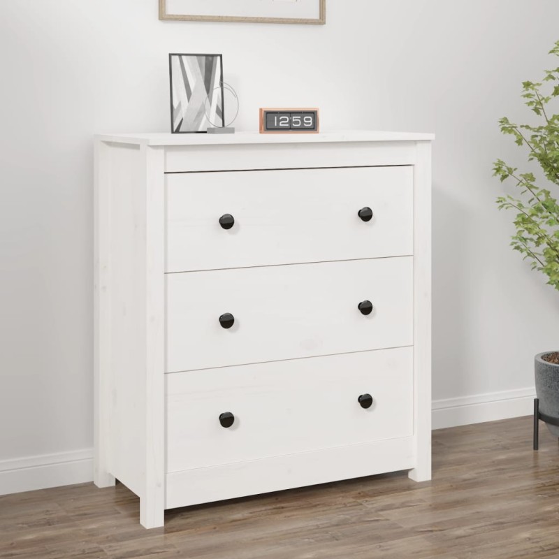 vidaXL Sideboard Weiß 70x35x80 cm Massivholz Kiefer vidaXL Sideboard Weiß 70x35x80 cm Massivholz Kiefer