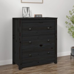 vidaXL Sideboard Schwarz 70x35x80 cm Massivholz Kiefer