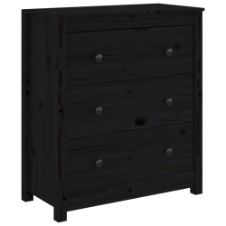 vidaXL Sideboard Schwarz 70x35x80 cm Massivholz Kiefer