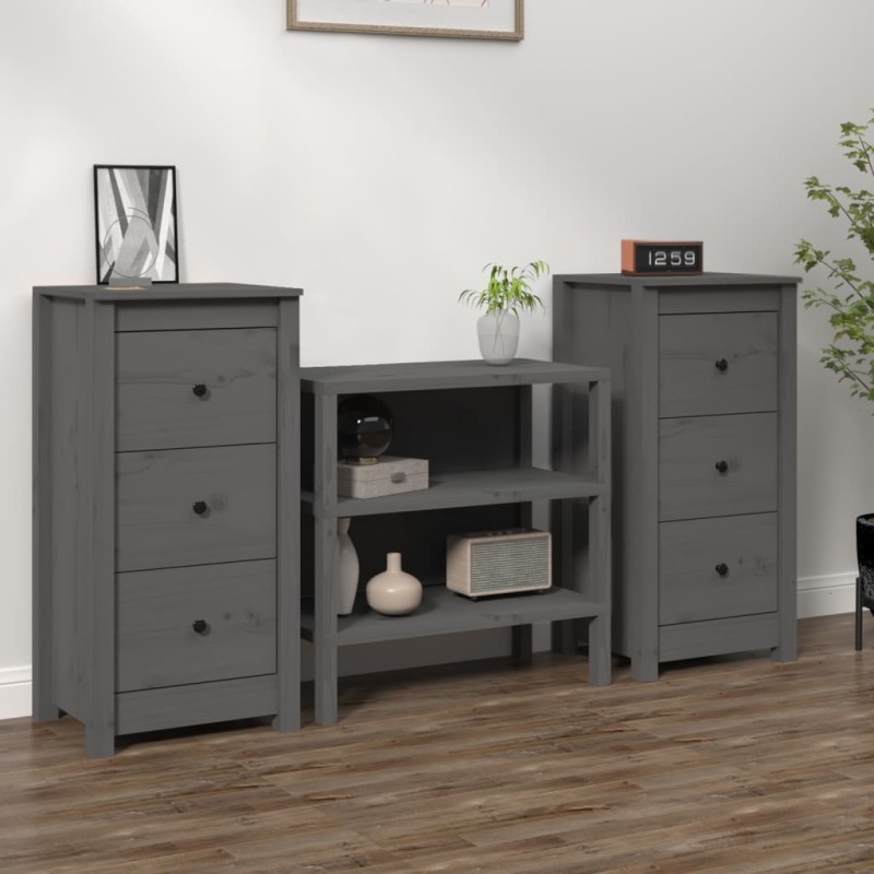 vidaXL Sideboards 2 Stk. Grau 40x35x80 cm Massivholz Kiefer vidaXL Sideboards 2 Stk. Grau 40x35x80 cm Massivholz Kiefer