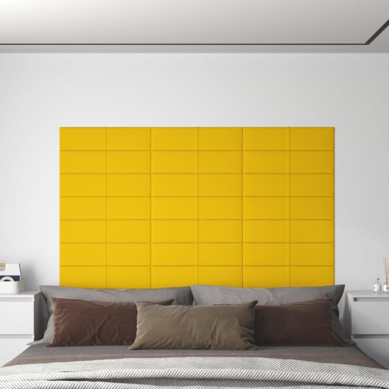 Wandpaneele 12 Stk. Gelb 60x15 cm Samt 1,08 m² Wandpaneele 12 Stk. Gelb 60x15 cm Samt 1,08 m²
