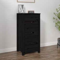 vidaXL Sideboard Schwarz 40x35x80 cm Massivholz Kiefer