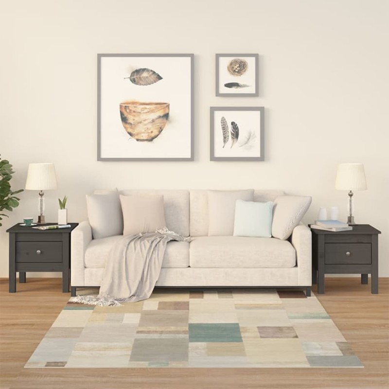 vidaXL Beistelltische 2 Stk. Grau 40x40x39 cm Massivholz Kiefer vidaXL Beistelltische 2 Stk. Grau 40x40x39 cm Massivholz Kiefer