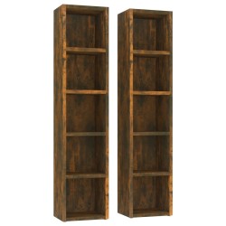 vidaXL CD-Regale 2 Stk. Räuchereiche 21x16x93,5 cm Holzwerkstoff