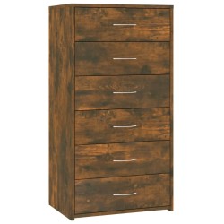 vidaXL Sideboard 6 Schubladen Räuchereiche 50x34x96 cm Holzwerkstoff