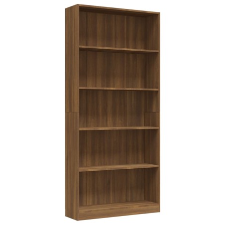 vidaXL Bücherregal 5 Fächer Braun Eichen-Optik 80x24x175 Holzwerkstoff