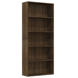 vidaXL Bücherregal 5 Fächer Braun Eiche 80x30x189 cm Holzwerkstoff