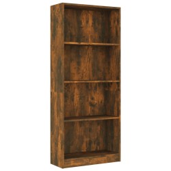 vidaXL Bücherregal 4 Fächer Räuchereiche 60x24x142 cm Holzwerkstoff