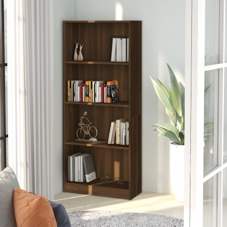 vidaXL Bücherregal 4 Fächer Braun Eichen-Optik 60x24x142 cm