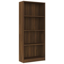 vidaXL Bücherregal 4 Fächer Braun Eichen-Optik 60x24x142 cm