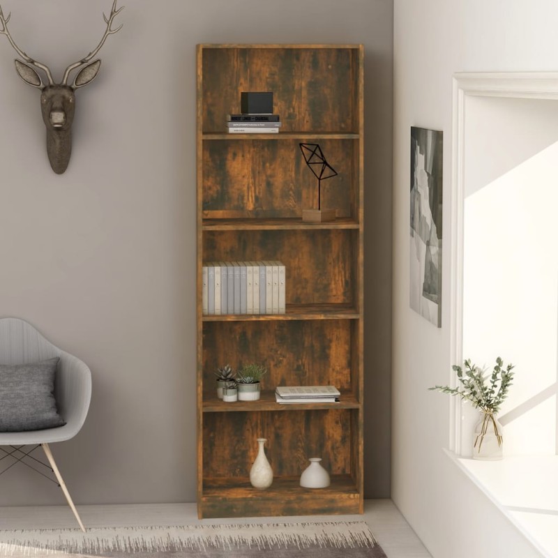 vidaXL Bücherregal 5 Fächer Räuchereiche 60x24x175 cm Holzwerkstoff vidaXL Bücherregal 5 Fächer Räuchereiche 60x24x175 cm Holzwerkstoff