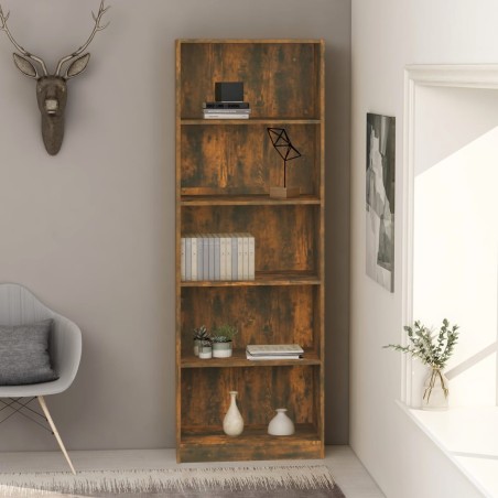 vidaXL Bücherregal 5 Fächer Räuchereiche 60x24x175 cm Holzwerkstoff