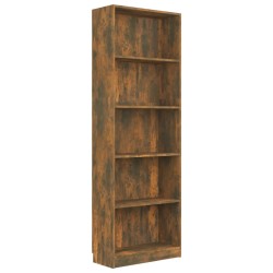 vidaXL Bücherregal 5 Fächer Räuchereiche 60x24x175 cm Holzwerkstoff