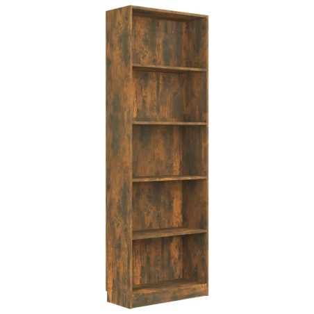 vidaXL Bücherregal 5 Fächer Räuchereiche 60x24x175 cm Holzwerkstoff