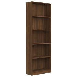 vidaXL Bücherregal 5 Fächer Braun Eichen-Optik 60x24x175 Holzwerkstoff