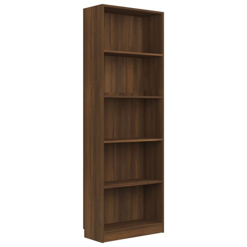 vidaXL Bücherregal 5 Fächer Braun Eichen-Optik 60x24x175 Holzwerkstoff vidaXL Bücherregal 5 Fächer Braun Eichen-Optik 60x24x175 Holzwerkstoff