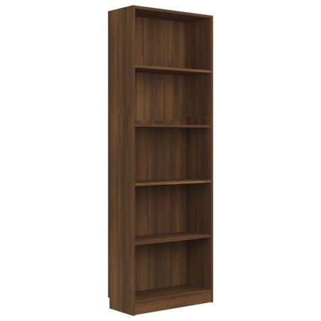 vidaXL Bücherregal 5 Fächer Braun Eichen-Optik 60x24x175 Holzwerkstoff
