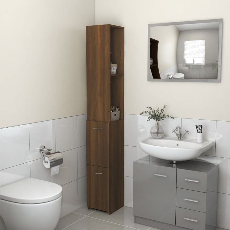 vidaXL Badschrank Braun Eichen-Optik 25x26,5x170 cm Holzwerkstoff vidaXL Badschrank Braun Eichen-Optik 25x26,5x170 cm Holzwerkstoff