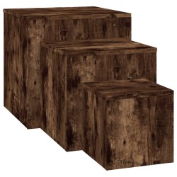 vidaXL Beistelltische 3 Stk. Räuchereiche Holzwerkstoff