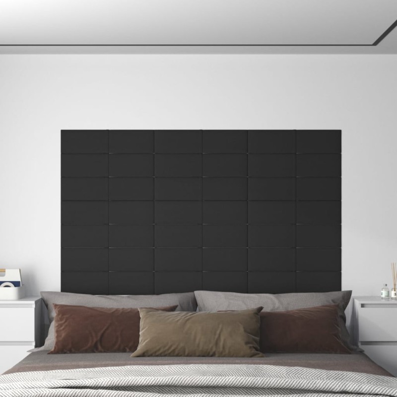 Wandpaneele 12 Stk. Schwarz 60x15 cm Stoff 1,08 m² Wandpaneele 12 Stk. Schwarz 60x15 cm Stoff 1,08 m²