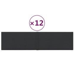 Wandpaneele 12 Stk. Schwarz 60x15 cm Stoff 1,08 m²