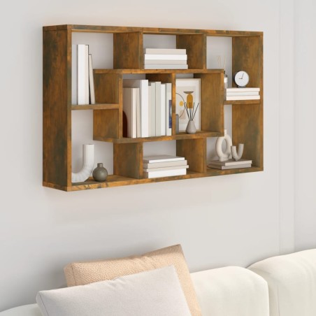 vidaXL Wandregal Räuchereiche 85x16x52,5 cm Holzwerkstoff