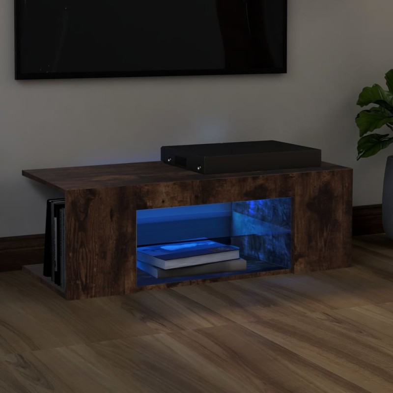 vidaXL TV-Schrank mit LED-Leuchten Räuchereiche 90x39x30 cm vidaXL TV-Schrank mit LED-Leuchten Räuchereiche 90x39x30 cm