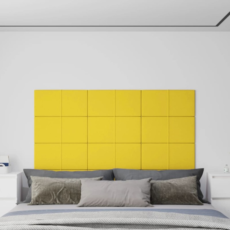 Wandpaneele 12 Stk. Hellgelb 60x30 cm Stoff 2,16 m² Wandpaneele 12 Stk. Hellgelb 60x30 cm Stoff 2,16 m²