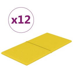 Wandpaneele 12 Stk. Hellgelb 60x30 cm Stoff 2,16 m²
