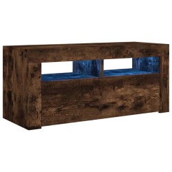 vidaXL TV-Schrank mit LED-Leuchten Räuchereiche 90x35x40 cm