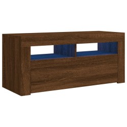 vidaXL TV-Schrank mit LED-Leuchten Braun Eichen-Optik 90x35x40 cm