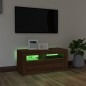 vidaXL TV-Schrank mit LED-Leuchten Braun Eichen-Optik 90x35x40 cm vidaXL TV-Schrank mit LED-Leuchten Braun Eichen-Optik 90x35x40 cm