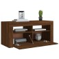vidaXL TV-Schrank mit LED-Leuchten Braun Eichen-Optik 90x35x40 cm vidaXL TV-Schrank mit LED-Leuchten Braun Eichen-Optik 90x35x40 cm