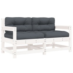 vidaXL Gartenstühle mit Kissen 2 Stk. Weiß Massivholz Kiefer