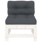 vidaXL Mittelsofa mit Kissen Weiß Massivholz Kiefer vidaXL Mittelsofa mit Kissen Weiß Massivholz Kiefer