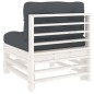 vidaXL Mittelsofa mit Kissen Weiß Massivholz Kiefer vidaXL Mittelsofa mit Kissen Weiß Massivholz Kiefer