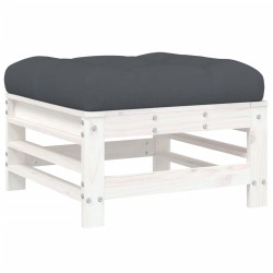 vidaXL Gartenhocker mit Kissen Weiß Massivholz Kiefer
