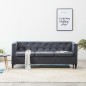 3-Sitzer Chesterfield-Sofa Stoffpolsterung Grau 3-Sitzer Chesterfield-Sofa Stoffpolsterung Grau