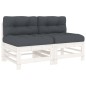 vidaXL Mittelsofas mit Kissen 2 Stk. Weiß Massivholz Kiefer vidaXL Mittelsofas mit Kissen 2 Stk. Weiß Massivholz Kiefer