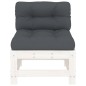 vidaXL Mittelsofas mit Kissen 2 Stk. Weiß Massivholz Kiefer vidaXL Mittelsofas mit Kissen 2 Stk. Weiß Massivholz Kiefer