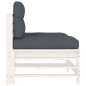 vidaXL Mittelsofas mit Kissen 2 Stk. Weiß Massivholz Kiefer vidaXL Mittelsofas mit Kissen 2 Stk. Weiß Massivholz Kiefer