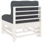 vidaXL Mittelsofas mit Kissen 2 Stk. Weiß Massivholz Kiefer vidaXL Mittelsofas mit Kissen 2 Stk. Weiß Massivholz Kiefer